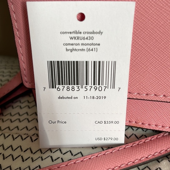 Kate Spade Convertible Crossbody Cameron Monotone Pink Purse Silver Hardware - Picture 2 of 4